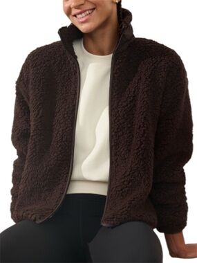 Athleta Cloud Fleece Sherpa Full Zip Jacket Size Large Truffle Brown NWT